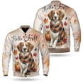 thumbnail image 3 of Hello Fall Brittany Spaniel Scarf Welcome Autumn with Leaves Pumpkins All Over Print 3D Baseball Jacket Brittany Dog Lover Gifts Idea Bomber Jacket Softball - 00011, 3 of 6