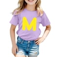 thumbnail image 1 of Zhuashum Hauts Filles 7-8 Ans Manches Courtes Col Rond T-Shirts Graphique Lettre Quotidien Élégance d'Été Léger, 1 of 4