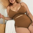 thumbnail image 2 of Danhjin Womens Plus Size Swimsuit Summer Beach Sexy Solid High Waisted Bikini Sets Two Piece Swimsuit, 2 of 5