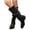 Black, variant on Slouchy Knee High Boots for Women Wide Calf Pull On Chunky Low Heel Riding Boots Faux Leather Comfortable Dressy Casual Boots for Fall Winter Spring