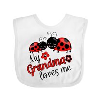 Inktastic My Grandma Loves Me with Cute Ladybugs Boys or Girls Baby Bib