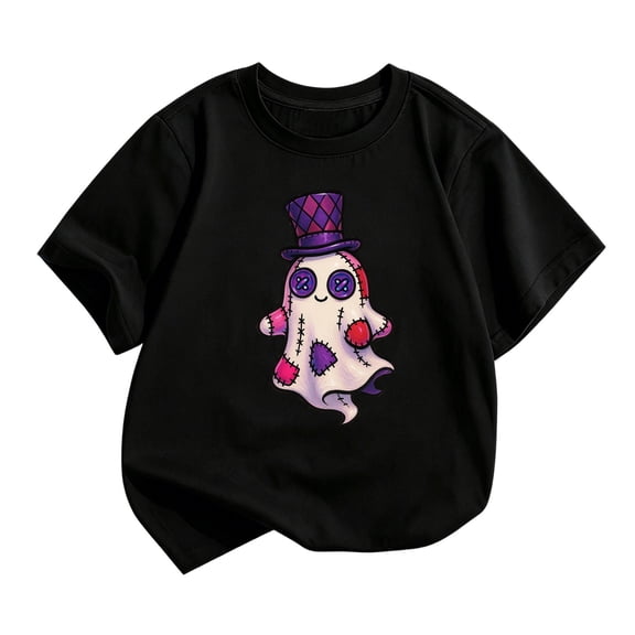 Yuncity Kids Halloween Shirts Ghosts Graphic Tees Short Sleeve Crewneck Shirts For Boys Girls Casual Summer Cute Outdoor Tops Size 3-4 Years