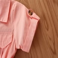 thumbnail image 5 of Gibobby pantalones siameses de pierna ancha Mono cargo con estilo de manga corta para niña de verano(Rosa， 2-3 Años), 5 of 5