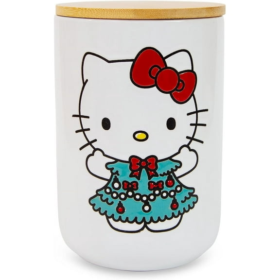 Sanrio Holiday Ceramic Snack Jar Container With Lid | Kitchen Food Storage For Cookies, Candy | 7 Inches Tall
