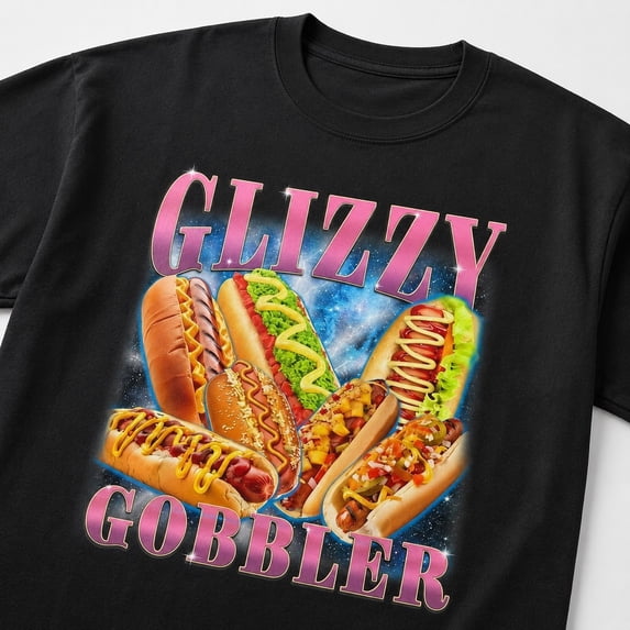 Glizzy Gobbler Hot Dog Graphic T-Shirt, Funny Food Tee, Unisex Classic Fit