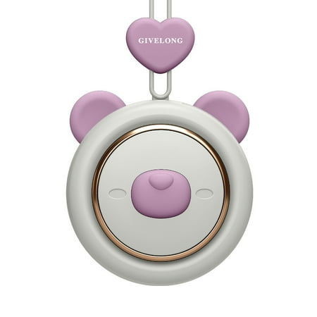 

Toyella Mini Bladeless Neck Band Fan Hands-free Cute Pet Hanging Rope Portable USB Charging Fans 3rd Gears Speeds Ventilate Rechargeable Purple 3