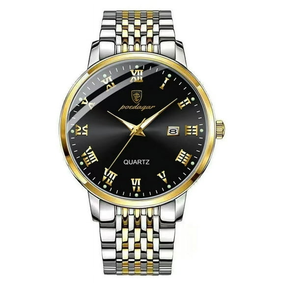 POEDAGAR New Men Ultra-Thin Watches Fashion Week Calender Business Cool Waterproof Luxury Stainless Steel Quartz Wristwatch