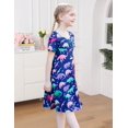 thumbnail image 6 of Aideaone Little Girls Dress Short Sleeve Toddler Summer Swing A-Line Cute Midi Casual Sundress Dinosaur Blue 2-9T, 6 of 8