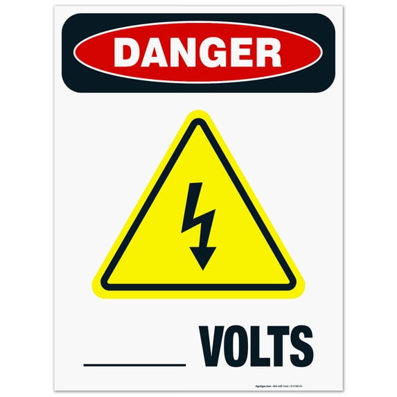 Volts Sign, OSHA Danger Sign, 18x24 Corrugated Plastic
