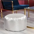 thumbnail image 5 of Howard Elliott Round Transitional Polyurethane Foot Pouf in White, 5 of 5