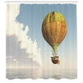 thumbnail image 3 of Fantasy Shower Curtain, Realistic Image of Flying Striped Envelope Hot Air Balloon with Hemisphere Basket, Fabric Bathroom Set with Hooks, 69W X 70L Inches, Multicolor, by Ambesonne, 3 of 3