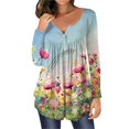 thumbnail image 1 of Gibobby Blusas De Moda Túnica para mujer Tops estampados Hide Belly Túnica Lo Tus Forma de Camisetas de manga larga Cute Flowy Henley Camiseta Blusas elegantes casuales para polainas（Azul， XL), 1 of 4