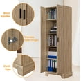 thumbnail image 4 of Storage Cabinet with Two Doors, Adjustable Shelf, MDF Board, Tall Cabinet for Bathroom, Office, Brown, 4 of 6