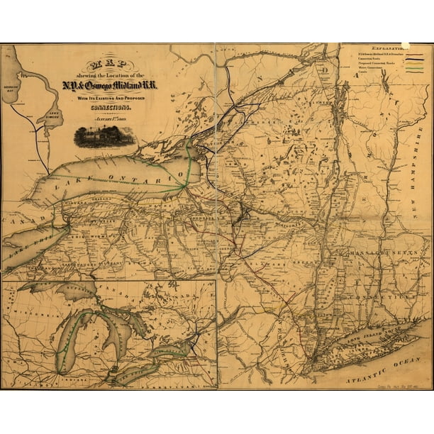 New York & Oswego 1869 Poster Print (18 x 24)