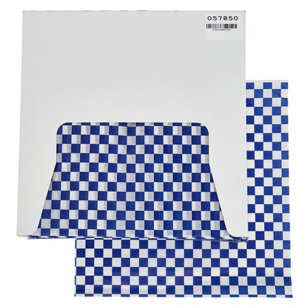 1000ea - 12 X 12 Blue Check Grease Resistant Paper Wrap by Paper Mart
