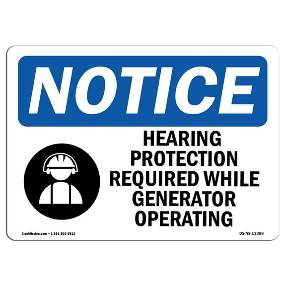 OSHA Notice Sign - Hearing Protection Required Sign With Symbol | Decal | Protect Your Business, Construction Site |  Made in the USA