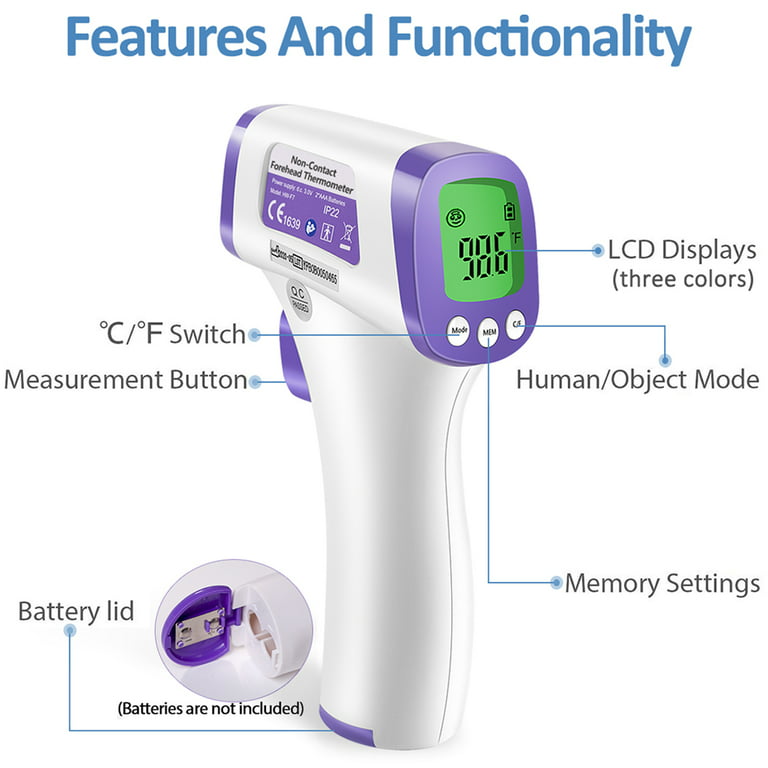 eZthings Thermometer Heavy Duty Infrared Forehead Non-Contact for Medi