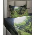 thumbnail image 2 of Ambesonne Scenery Fitted & Top Sheet Set with Sham, Punkevni Cave in Czech, Green, 2 of 4