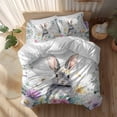 thumbnail image 2 of Easter Queen Size Comforter Set, Watercolors Rabbits Flowers Eucalyptus Leaves Plants Bedding for All Seasons, 4 Pcs Bed Set, 1Quiltcover (90"x92") ,1Sheet(94"x116"), 2Pillowcases (30"x20"), 2 of 9