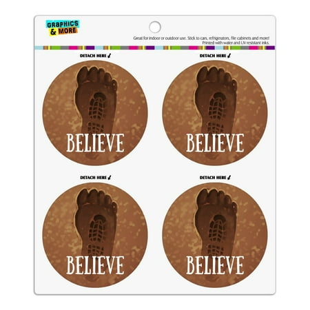 

Bigfoot Sasquatch Believe Foot Print Refrigerator Fridge Locker Vinyl Circle Magnet Set