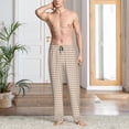 thumbnail image 2 of Logiee Brown Gingham Print Pajama Pants for Men,Men’s Pajama Bottoms,Mens PJ Pants with Pockets & Button Fly-Medium, 2 of 6