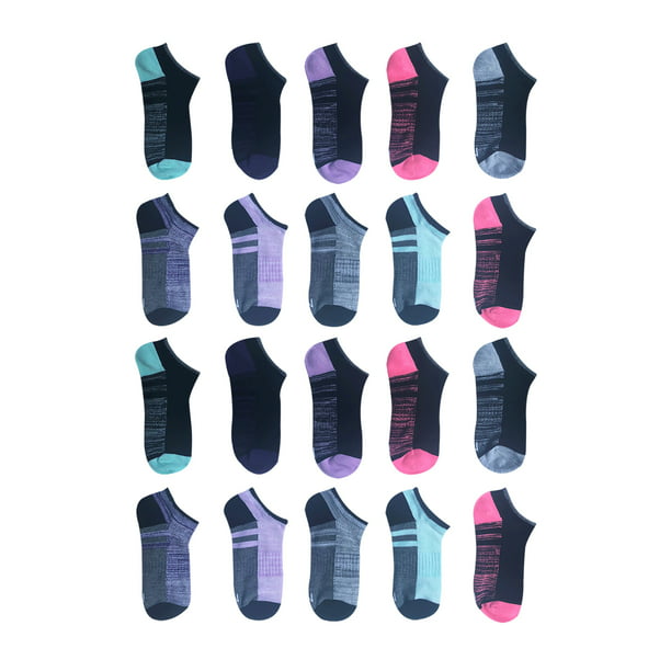 Athletic Works - Athletic Works Girls No Show Socks 20-Pack, Sizes S-L ...