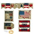 thumbnail image 3 of 4th of July Wooden Sign Decor With 3.2Ft LED String lights Independence Day Gifts Colorful Tiered Tray Decorations Holidy Wooden Ornament, 3 of 5