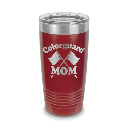 

Colorguard Mom Tumbler 20 oz - Laser Engraved w/ Clear Lid - Stainless Steel - Vacuum Insulated - Double Walled - Travel Mug - parade flag band pride color guard - Maroon