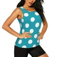 thumbnail image 2 of Daiia Sky Blue And White Polka Dot Printed Womens Workout Tops for Women Quick-dry Tank Tops Mesh Yoga Shirts Athletic Running Tank Tops Sleeveless Gym Clothes-, 2 of 7