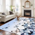 thumbnail image 2 of Large Area Rugs for Living Room Bedroom, Blue Butterflies 5'x8' Rug Washable Carpet Runner Indoor Outdoor, Elegant Pastoral Watercolor Non Slip Floor Mats Rug for Kitchen, Bathroom, 2 of 8