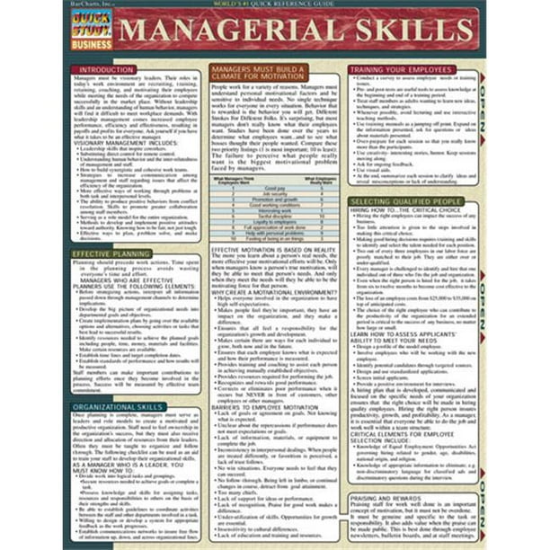 BarCharts- Inc. Managerial Skills Guide - Laminated Quick Reference ...