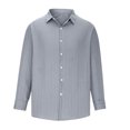 thumbnail image 5 of Amtdh Men's Slack Shirt Cotton Linen Long Sleeve Lapel Classic Button Down Dress Shirt for Men Casual Soft Fitting Lightweight Blouses Mens Cool Tops Gray_Cool M, 5 of 6