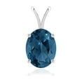 thumbnail image 2 of ANGARA 0.95 Ct Natural Oval Shape London Blue Topaz Pendant Necklace For Women In Sterling Silver | November Birthstone, Anniversary, Jewelry Gift for Women | Prong Set Topaz Pendant with Chain, 2 of 7