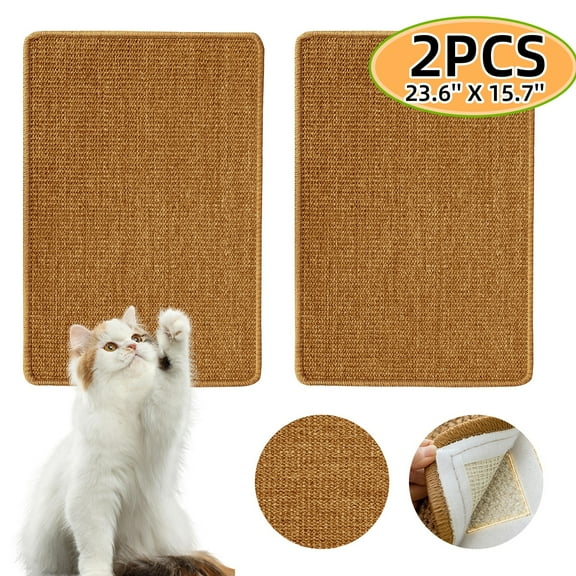 Cat Scratcher Mat 2pcs Cat Scratch Pad 23.6 X 15.7 Inch Cat Scratcher for Indoor Cats with Sticky Velcro Tapes Protection Scratching Board