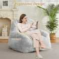thumbnail image 3 of Giant Faux Fur Bean Bag Chair for Adults – Oversized 39" x 39" x 29" Lazy Sofa Floor Couch with High-Density Foam Filling, Grey, 3 of 7