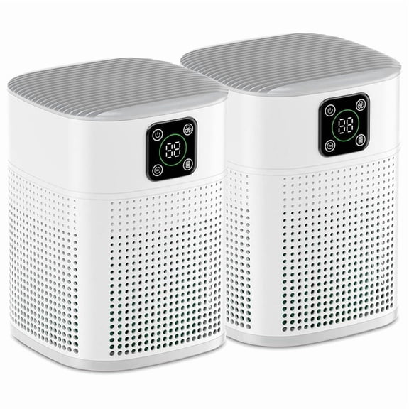 2PCS Air Purifiers for Bedroom, Air Purifiers with 360°Air Intake, 3 Fan Speeds, 3-Stage Filtration US Plug