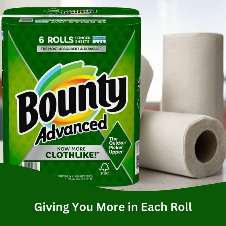 Bounty Paper Towels, Ultra Durable and Absorbent, Select-A-Size, 6