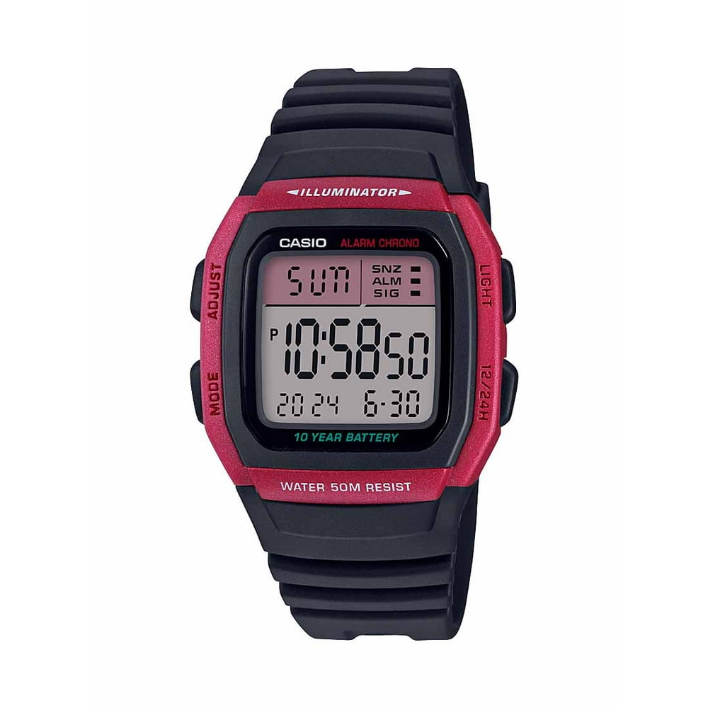 Casio - Casio Men's Sport Digital Watch, Black/Red W96H-4AV - Walmart ...