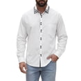 thumbnail image 5 of INSPIRE CHIC  Men's Dress Shirt Contrast Collar Long Sleeve Button Down Shirt  M White, 5 of 6