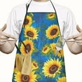thumbnail image 2 of Blue Sunflower Pattern Apron-Garden Aprons for Women with Pockets-Cotton Linen Waterproof Kitchen Cooking Gardening Aprons Adjustable for Kitchen,Cooking,BBQ and Salon 33x27 Inch, 2 of 7