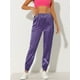 thumbnail image 2 of Pantalones cargo de satén sedoso de tiro alto elástico con cordón para mujer Morado oscuro M Allegra K M, 2 of 6