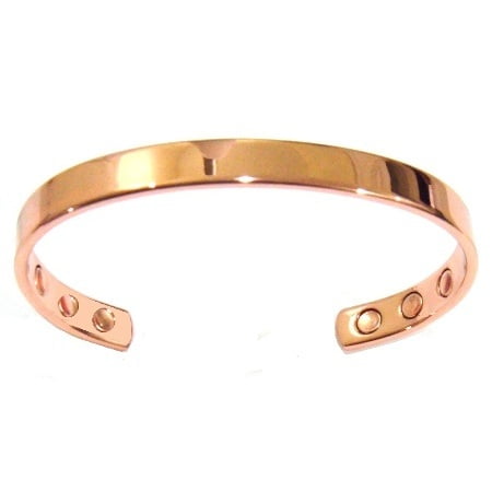 Copper Solid Bracelet - 1/4 Inch Plain Solid Copper Bangle Bracelet With 6 Sealed Magnets for Men & Women