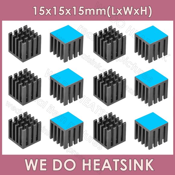 15x15x15mm Without or With Thermal Pad Small Cube Size Silver Slotted Aluminum Heatsink Cooler Radiator Black With Pad 20pcs