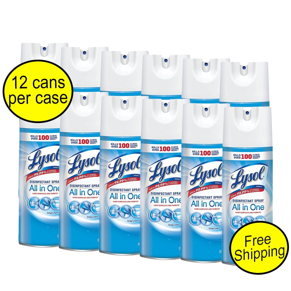 Lysol AllInOne Crisp Linen Disinfectant Spray, helps eliminating