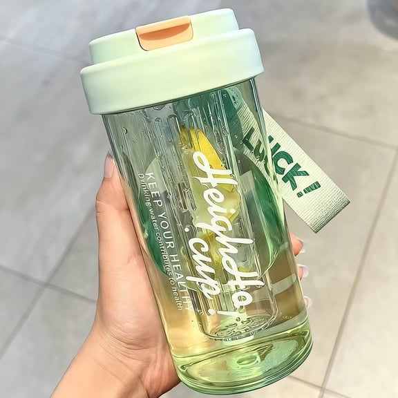 Large Capacity Straw Water Cup | 600ml Leak-Proof Plastic Tumbler | Tritan Material | Pink, Purple, White, Green | Portable Handle | Wide Mouth for Herbal Tea, Fruit Water, Sports, Office, Travel