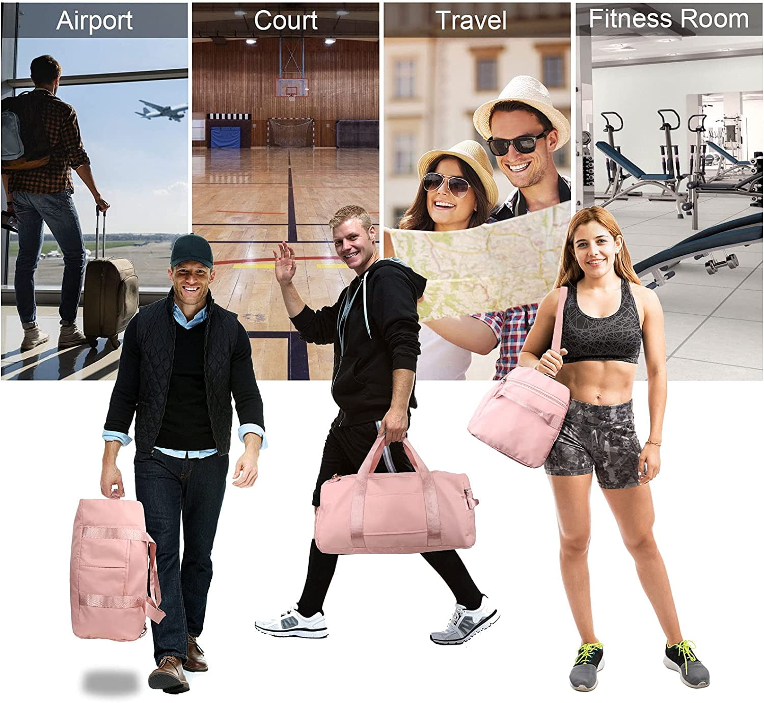 Versatile and functional, our gym bag is the perfect companion for a wide range of activities such as travel, camping, hiking, and more. Featuring removable grip handles and a padded, adjustable, and removable shoulder strap, carrying this bag is a breeze. With bonus features like a moisture-separated compartment for wet items, a shoe compartment, and multiple pockets for organized storage, our gym bag is designed to meet all your needs. Trust in the quality of our product and experience exceptional customer service for a seamless shopping experience. Description by ChatGPT.