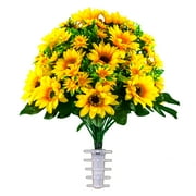 Sympathy Silks Artificial Cemetery Flowers 24" Yellow Sunflowers Bouquet for Vase