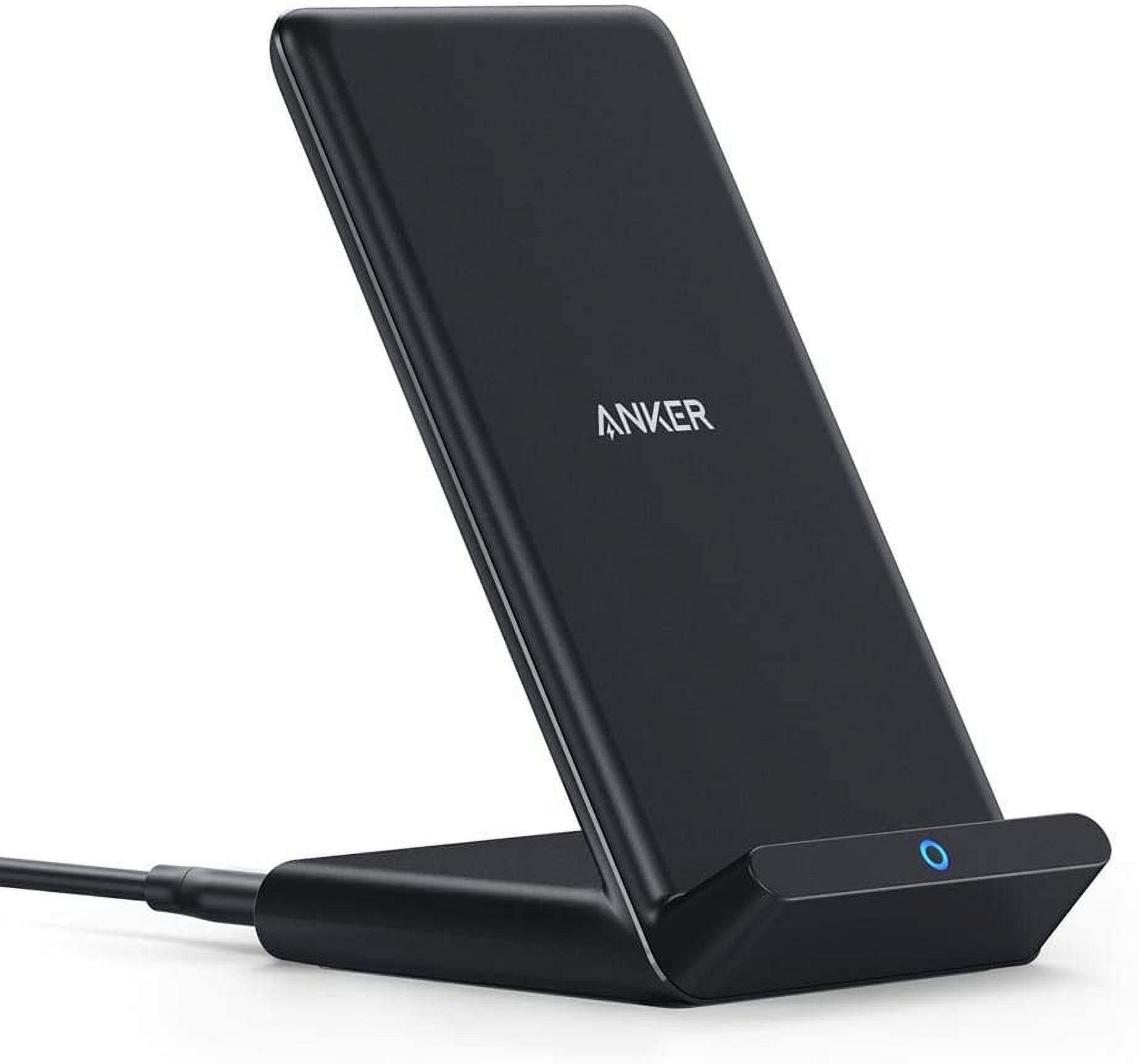 Anker 313 Wireless Charger (Stand), Qi-Certified for iPhone 17/17/17 Pro/17 Pro Max/15/14/13, 10W Fast-Charging Galaxy S23 S22 S21(No AC Adapter)