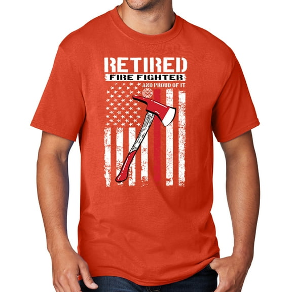 Men's Retired Firefighter with Axe T-shirt, 3XL Orange