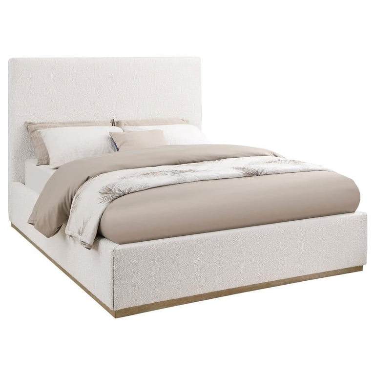 Knox Upholstered Eastern King Platform Bed Cream - Walmart.com